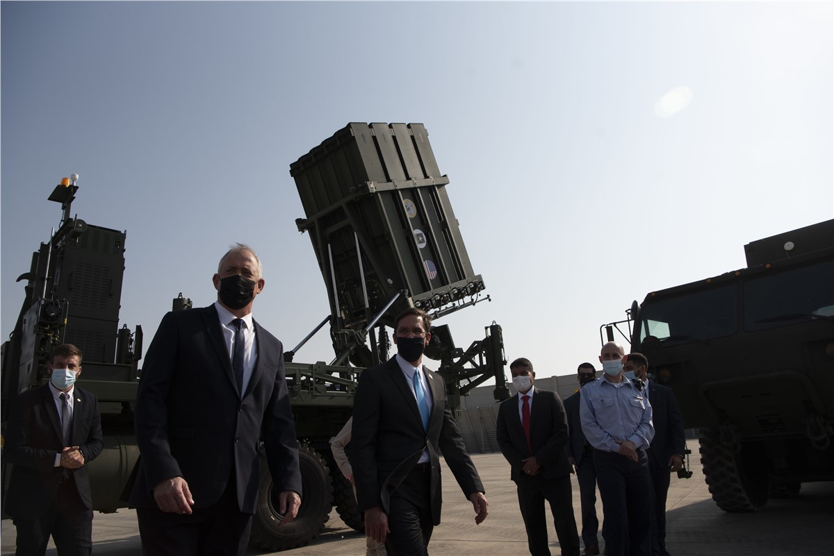 Esper Sees Iron Dome Missile Defense System in Tel Aviv