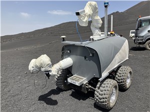Two-armed, four-wheeled Interact rover