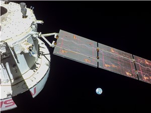 European Service Module solar panels and Earth