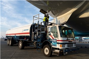 Boeing sustainable aviation fuel truck