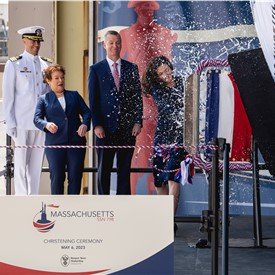 Image - HII Christens Virginia-Class Attack Submarine Massachusetts (SSN 798)