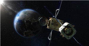 Servicing spacecraft approaches a satellite
