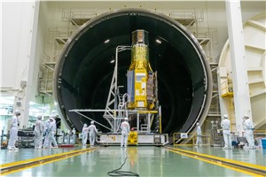 XRISM spacecraft in thermal vacuum test room
