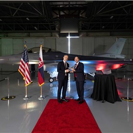 Lockheed Martin and Slovak Republic Minister of Defence Unveil Country's First F-16 Block 70 Aircraft