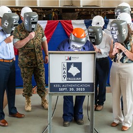 HII's Ingalls Shipbuilding Authenticates Keel Of Amphibious Assault Ship Fallujah (LHA 9)