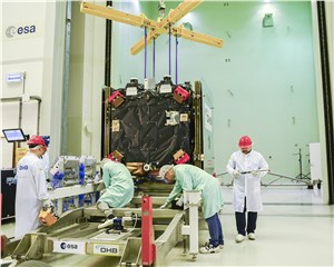 Hera being prepared for lifting into LEAF chamber