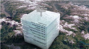 Glacier ice loss visualised as a cube