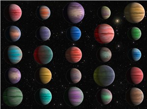 Artist impression of hot gaseous exoplanets