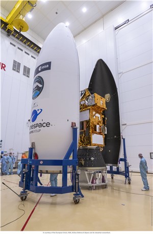 Sentinel-2C being encapsulated in the Vega fairing