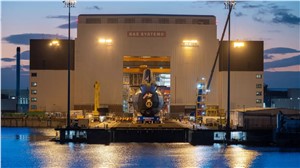 Agamemnon on shiplift outside Devonshire Dock Hall