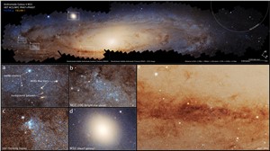 panoramic view of the Andromeda Galaxy (annotated) NASA, ESA, B. Williams (U. of Washington)  &copy;