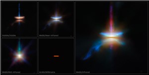 The many faces of HH 30 (Webb, Hubble & ALMA) ESA/Webb, NASA & CSA, ESA/Hubble, ALMA (ESO/NAOJ/NRAO) &copy;