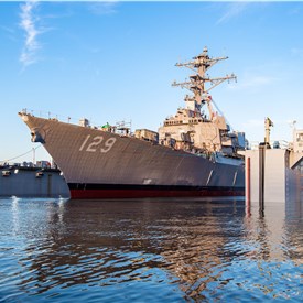 Image - HII's Ingalls Shipbuilding Launches Guided Missile Destroyer Future USS Jeremiah Denton (DDG 129)