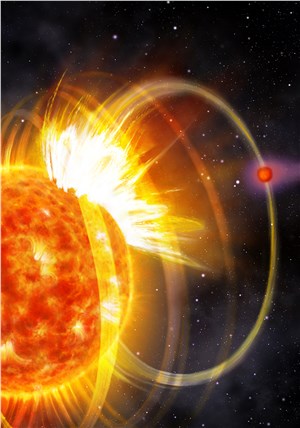 Exoplanet triggers flares from its host star Danielle Futselaar (https://www.artsource.nl/)  &copy;