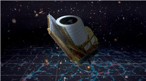 Euclid key visual ESA/Euclid/Euclid Consortium/NASA. Background galaxies: NASA, ESA, and S. Beckwith (STScI) and the HUDF Team  &copy;