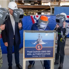 Image - HII's Ingalls Shipbuilding Authenticates Keel of Destroyer Thad Cochran (DDG 135)