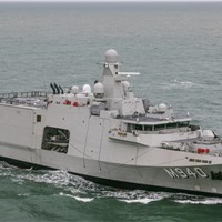 1st Mooring of the Oostende in Zeebrugge, the First Mine Countermeasures Vessel in the Belgian-Dutch rMCM Programme