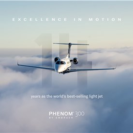 Phenom 300 Series Dominates Global Light Jet Market for 14 Consecutive Years