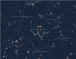 Where to find gamma-Cas in the night sky Astronomy Now/Greg Smye-Rumsby - https://astronomynow.com &copy;