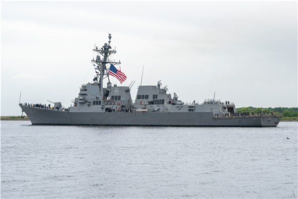 Flight III Destroyer Ted Stevens (DDG 128) Sails Away from HII's Ingalls Shipbuilding