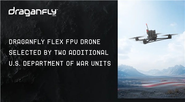 Draganfly Flex FPV Drone Selected by 2 Additional US DoW Units
